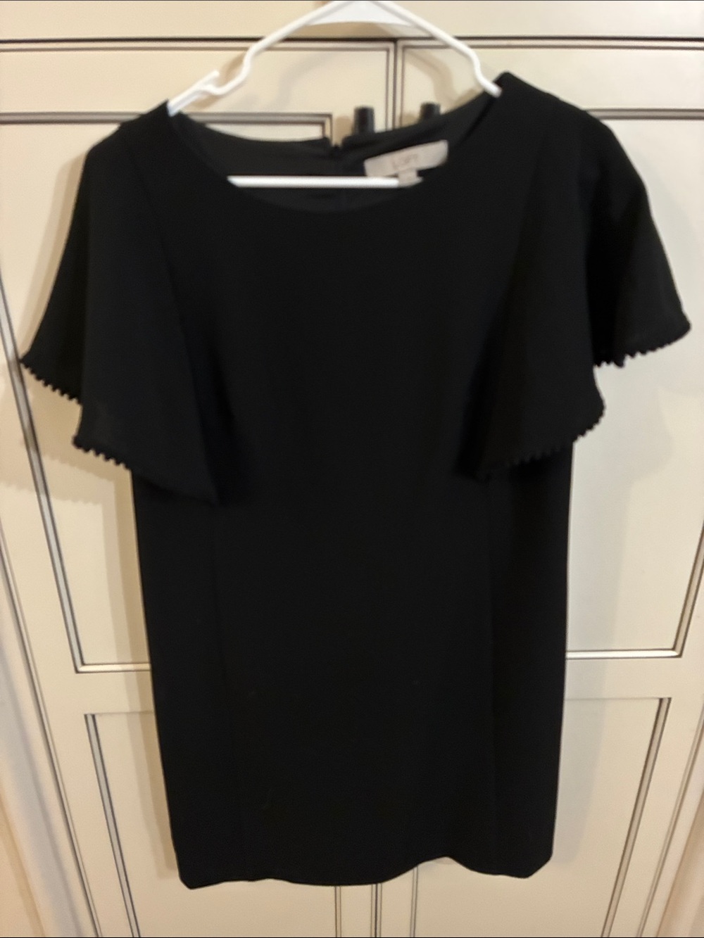 LOFT Black Flutter-Sleeve Midi Dress